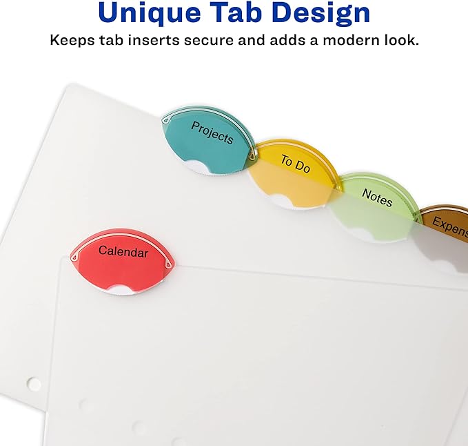 Avery Insertable Style Edge Plastic Mini Dividers for 3 Ring Binders, 5.5" x 8.5", 5-Tab Sets, Multicolor, 4 Binder Divider Sets (21118) |(Pack of 6)