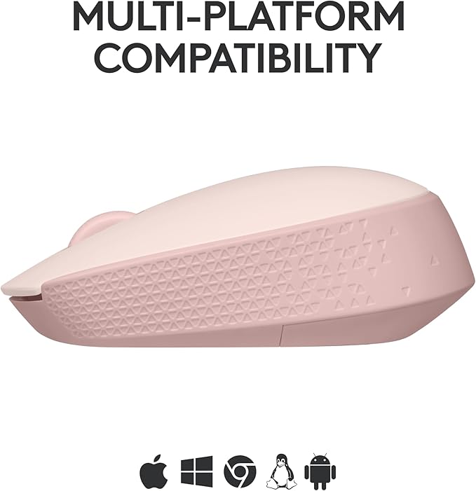 Logitech M170 Wireless Mouse for PC, Mac, Laptop, 2.4 GHz with USB Mini Receiver, Optical Tracking, 12-Months Battery Life, Ambidextrous - Rose