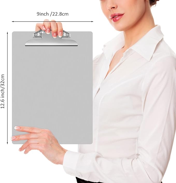 Mimorou 8 Pcs Metal Clipboard Heavy Duty Aluminum Clipboards 12 x 9 Inch Metal Clip Board with Low Profile Clip A4 Letter Size Document Holder for Office School Medical Jobsite Laboratory
