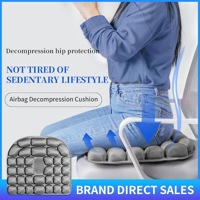 1Pcs 3D Air Inflatable Pressure Relief Cushion,Airplane seat Cushion for Long Flights,Press Type air Inflatable Wheelchair seat Cushion for Car,Office,Stadium,Ergonomic Comfort Support,Seat Cushio