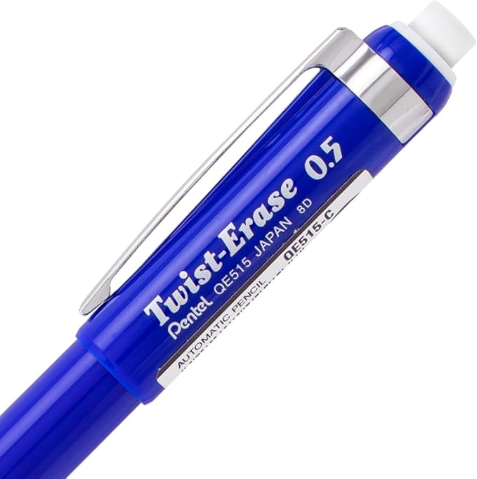 Pentel Twist Erase III Premium Mechanical Pencils 0.5mm - Pack of 3 (Green, Blue & Violet)