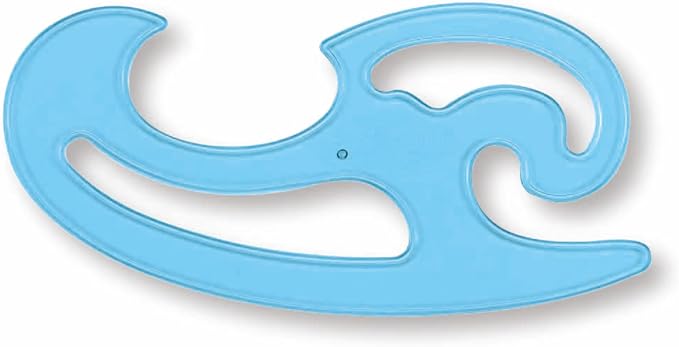 STAEDTLER Mars Professional French Curve Design Ruler Set for Pattern Making, 3 Essential A B C Shapes, Blue Transparent Plastic with Inking Edge