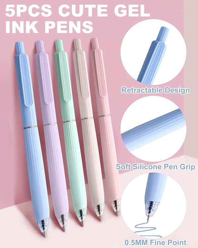 Bible Highlighters and Pens No Bleed, 6 Cute Highlighters and 5 Colored Ink Pens for Bible Study, Aesthetic Bible Pens and Highlighters Set for Note Taking Journaling Supplies, 11 Pack