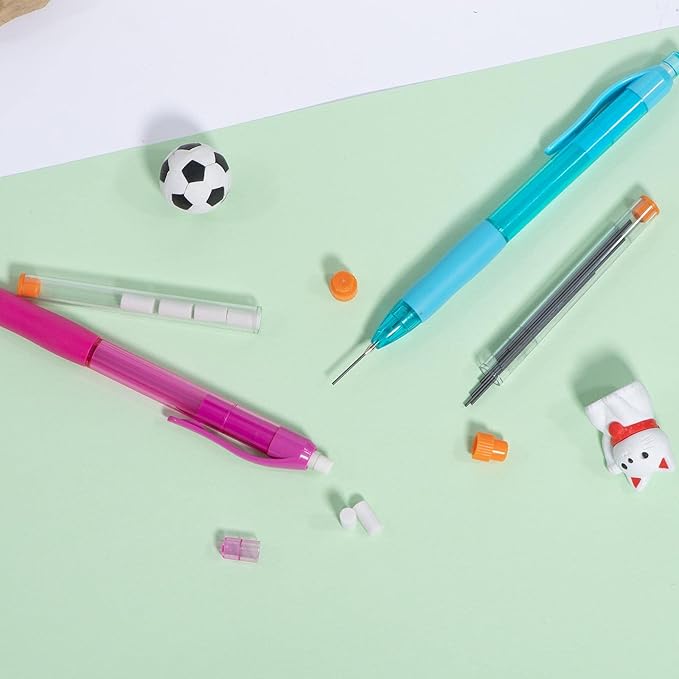 AIHAO Mechanical Pencil 0.9, Thick Point, HB lead pencils with refills and cap erasers, Comfort Grip, Assorted Barrel Colors, 12 Pack