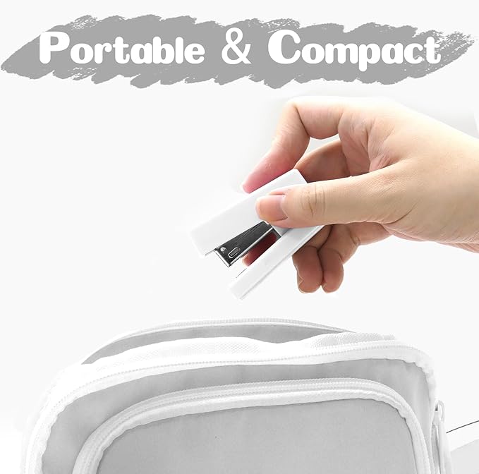 White Mini Stapler with Staples, Portable Office Supplies Set with Small Stapler, Staple Remover and 2,000 Staples, Cute Mini Stapler for Desk, School, Office & Home Desk Essentials