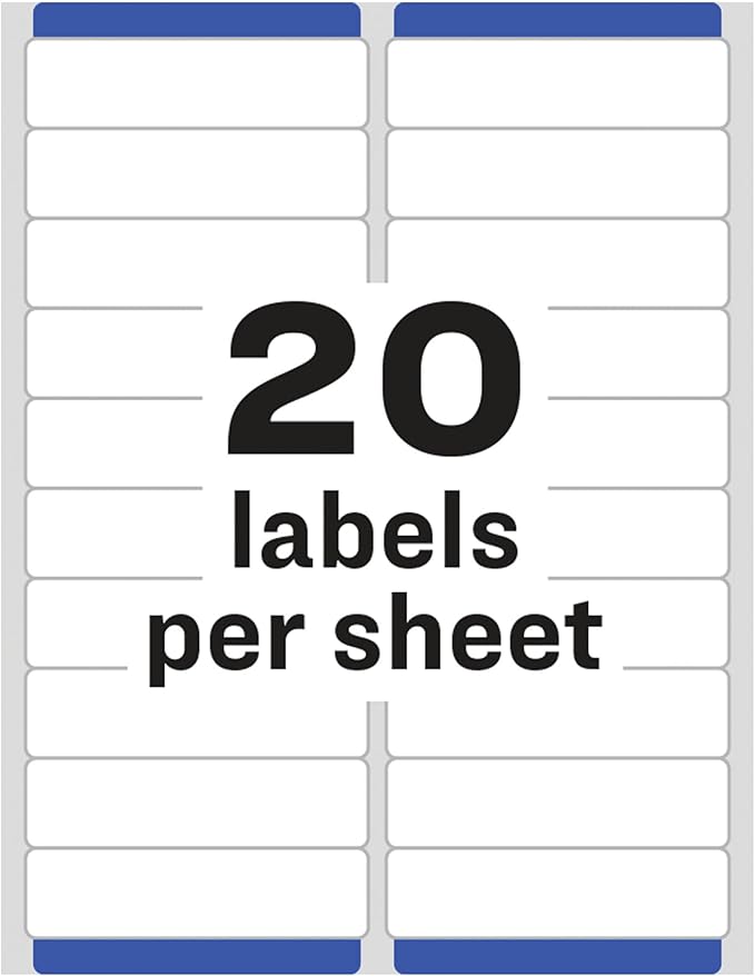 Avery Mailing Address Labels, Laser Printers, 2,000 Labels, 1 x 4, Permanent Adhesive, 5 Packs (5161)