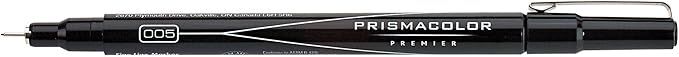 Prismacolor 14171 Premier Fine Line Illustration Markers, Assorted Fine Tips, Black, 5-Count