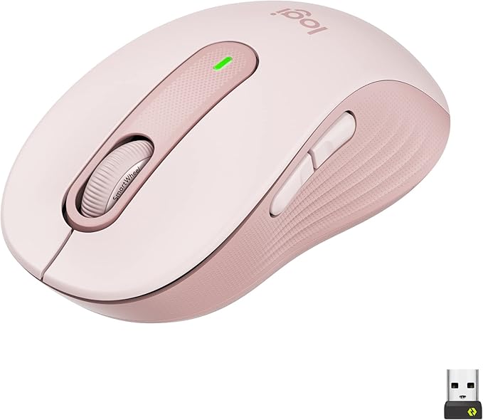 Logitech Signature M650 Wireless Mouse - for Small to Medium Sized Hands, 2-Year Battery, Silent Clicks, Customizable Side Buttons, Bluetooth, Multi-Device Compatibility - Rose (Renewed)