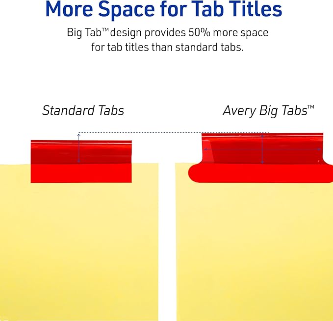 Avery Binder Dividers - 5-Tab Insertable Multicolor Big Tabs for Binders, 6 Sets of Dividers (11109)