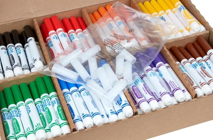 Crayola Broad Line Washable Markers - 200ct, Bulk Markers for Kids, 8 Assorted Colors, School Classroom Arts & Crafts Supplies for Teachers, Ages 3, 4, 5 (Pack of 2)