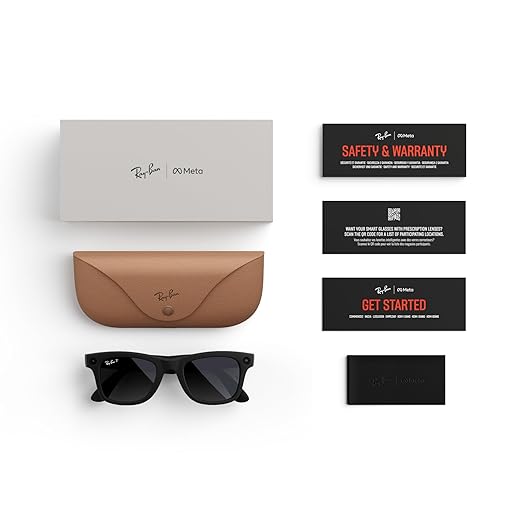 Ray-Ban Meta (Gen 1), Wayfarer, Matte Black | Smart AI Glasses for Men, Women — 12 MP Camera, Open-Ear Speakers, Video Recording, Bluetooth — Polarized Gradient Graphite Lenses — Wearable Technology