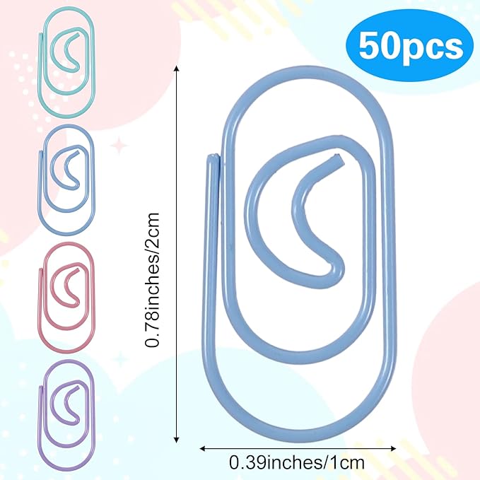 100 Pcs Moon Paper Clips Mini Moon Shaped Small Metal Journaling Clamps Color Decorative Paper Clips Cute for Women Document Note Sorting and Organizing