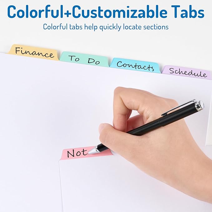 Forvencer Blank Writable Binder Dividers, 1/5 Cut Tabs, 3 Hole Punch Dividers with Reinforced Edge, Binder Dividers with Multicolor Tabs, Letter Size, 12 Sets, 60 Dividers