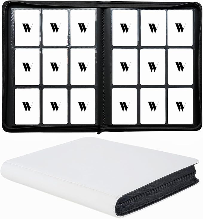 Premium 9-Pocket Zippered Trading Card Binder, 540 Pockets Double-Sided Side-Loading Card Organizer Album, PU Leather Card Holder Protector for MTG, TCG, Sports Cards (White)