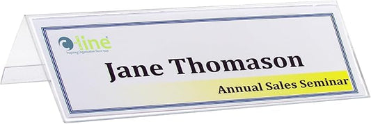 C-Line Plastic Name Tent Holders, 2-1/2 x 8-1/2 Inches, Clear, Pack of 25 (87597)