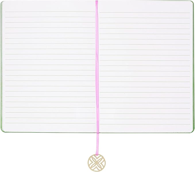 Lilly Pulitzer Journal with Charm Bookmark, Hardcover Lined Notebook with 160 Pages, 6" x 8" (Sunset Shadows Home)