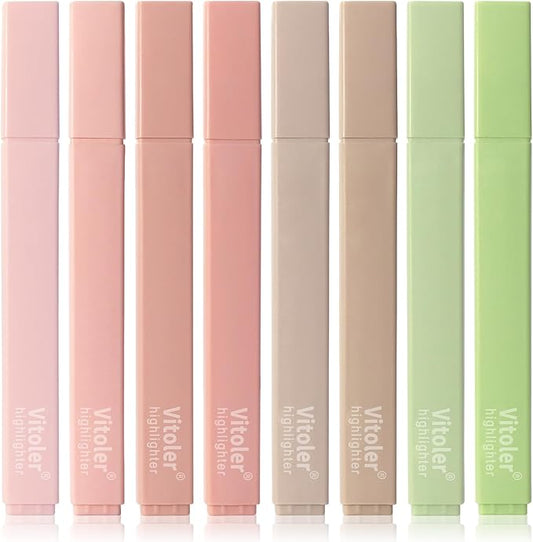 Vitoler Highlighters Assorted Colors,8pcs No Bleed Bible Chisel Tip Highlighters,Aesthetic High lighters for Office Supplies