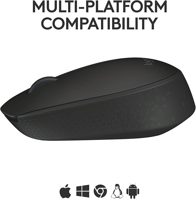 Logitech M170 Wireless Mouse for PC, Mac, Laptop, 2.4 GHz with USB Mini Receiver, Optical Tracking, 12-Months Battery Life, Ambidextrous - Black
