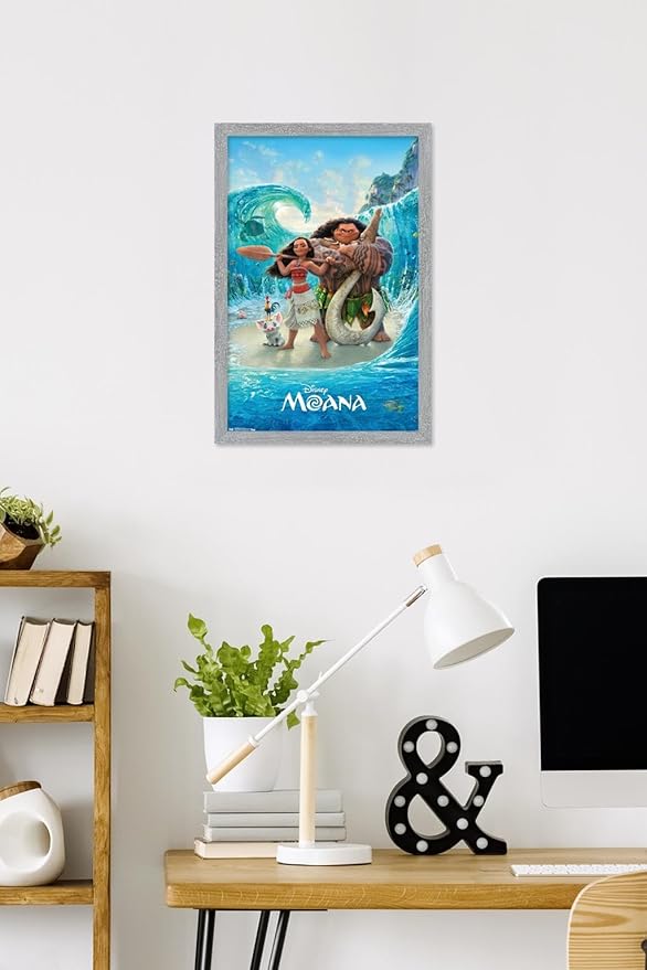 Disney Moana - Ocean Floor Wall Poster, 22.4L" x 14.7W", Gray Framed Version