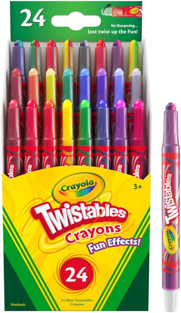 Crayola Twistables Crayons for Kids (24ct) No Sharpen Toddler Coloring Supplies, Less Mess, Stocking Stuffer & Holiday Gifts for Boys & Girls, Ages 3, 4, 5