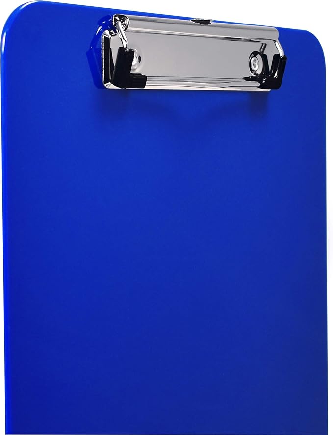 Better Office Products Assorted Colors Plastic Clipboards, 12 Pack, Durable, 12.5 x 9 Inch, Low Profile Clip, (3 Each of Black, Blue, Gray, Clear), Set of 12