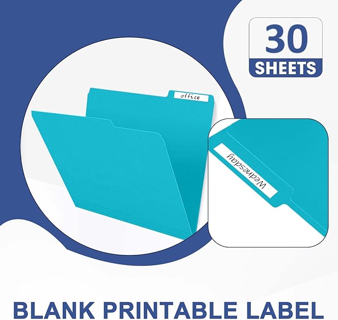 File Folder, PANDRI 30 Pack Colored File Folder, 1/3 Cut Tabs, Letter Size, Assorted 6 Colors Filing Folder for Office School Business