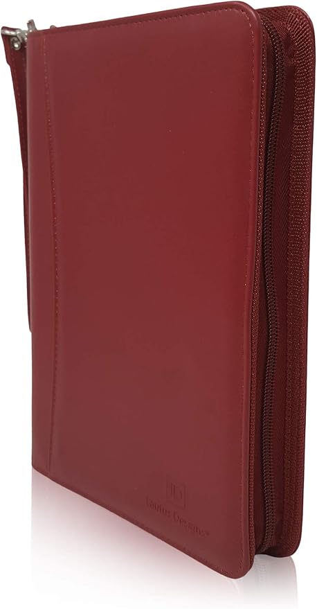 Customized Junior Zippered Leather Padfolio - Name/Logo Printed on Burgundy PU Leather Portfolio Binder & Organizer Folder with 8 Inch Tablet Sleeve & with Junior Legal Notepad