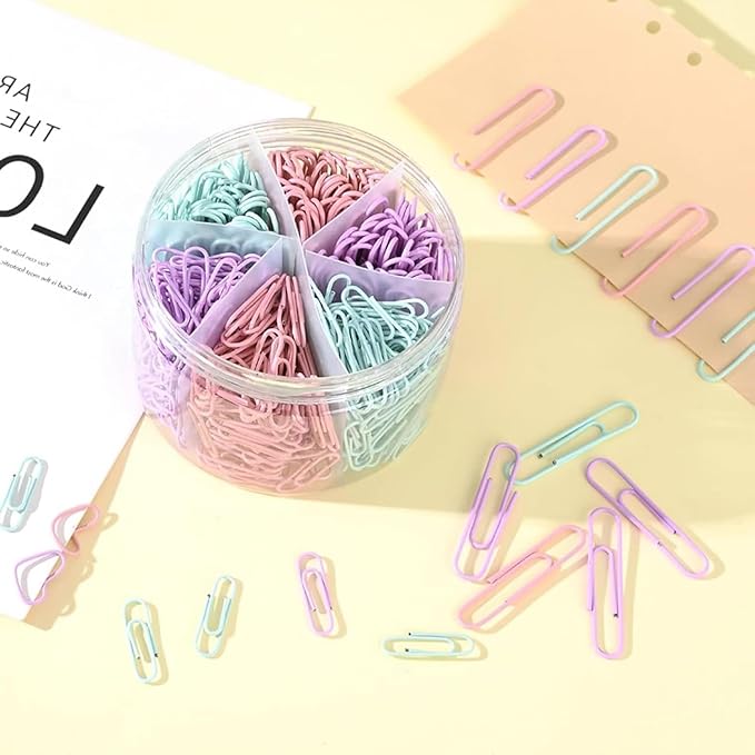 Macaron Colored Paper Clips, 1.1" Medium Paper Clip（28mm, 600pcs Paperclips for Office Supplies and Organization