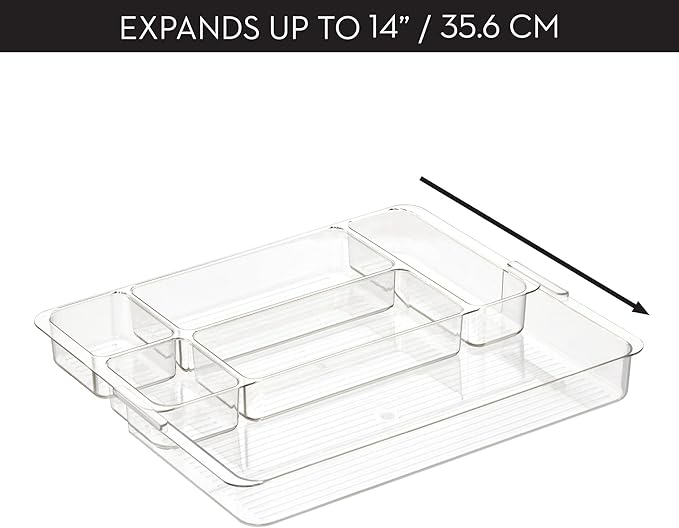 iDesign Expandable Makeup Drawer Organizer-Storage Cosmetics or Jewelry-Clear Tray