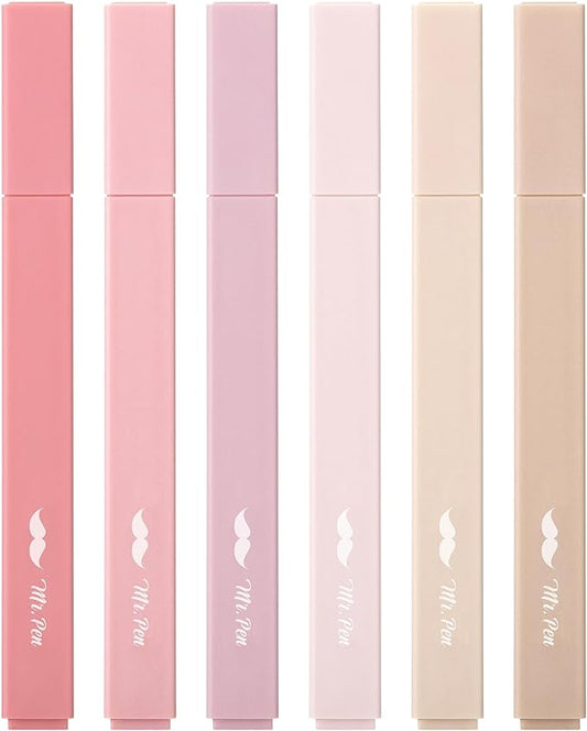 Mr. Pen- Aesthetic Highlighters, 6 pcs, Chisel Tip, Vintage Colors, No Bleed Bible Highlighter Pastel, Highlighters Assorted Colors, Pastel Highlighter Set, Cute Highlighters