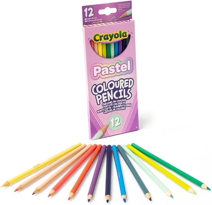 CRAYOLA Pastel Coloured Drawing Pencils, Pack of 12, for School and Leisure, Assorted Pastel Colours