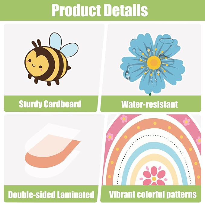 Spring Flower Bulletin Board Set Floral Classroom Bulletin Board Decoration with Rainbow Flowers Bee Paper Cutouts Spring in The Air Themed Classroom Wall Decor for School Chalkboard Teacher Supplies