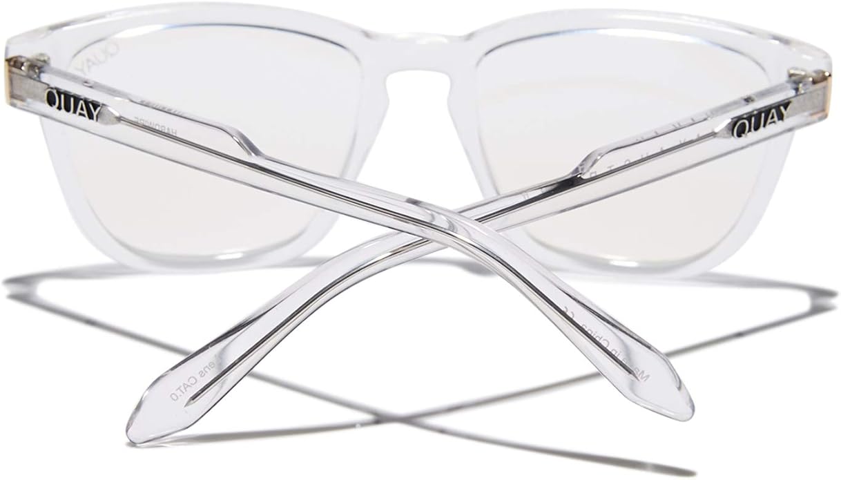 Quay - Blue Light Glasses for Men & Women, Square Frame, Eyewear for Screentime Protection (Hardwire, Clear/Clear Blue Light Lens)