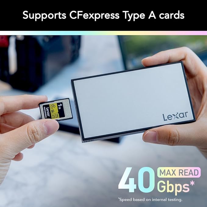 Lexar Professional Workflow CFexpress 4.0 Type A Card Reader, Pairs with Lexar Professional Workflow, USB-C to USB-A Adapter, Compatible with PC, Laptop, Tablet, Smartphone (LPWF730N-5ANGL)