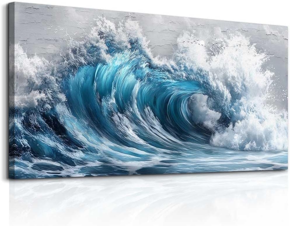 ZUITINGHUA Canvas Wall Art For Living Room Large Wall Decor For Office Bedroom Decoration Ocean Wave Landscape Picture Black And White Painting Artwork Room Wall Mural Aesthetic Home Decor 30x60 In