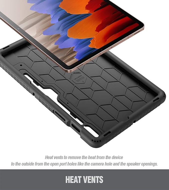 Poetic TurtleSkin Series for Samsung Galaxy Tab S7 (2020 Release) / S8 (2022 Release) 11''inch Tablet Case with S Pen Holder, Heavy Duty Shockproof Kids Friendly Protective Silicone Cover, Black