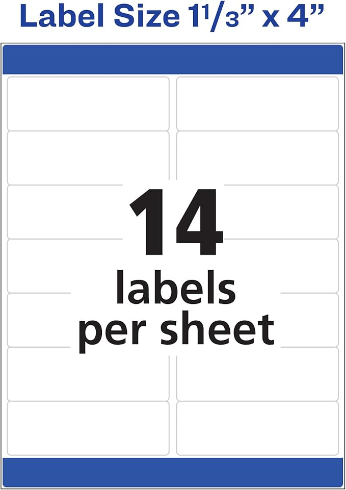 Avery Mailing Address Labels, Laser Printers, 350 Labels, 1-1/3 x 4, Permanent Adhesive, 5 Packs (5262)