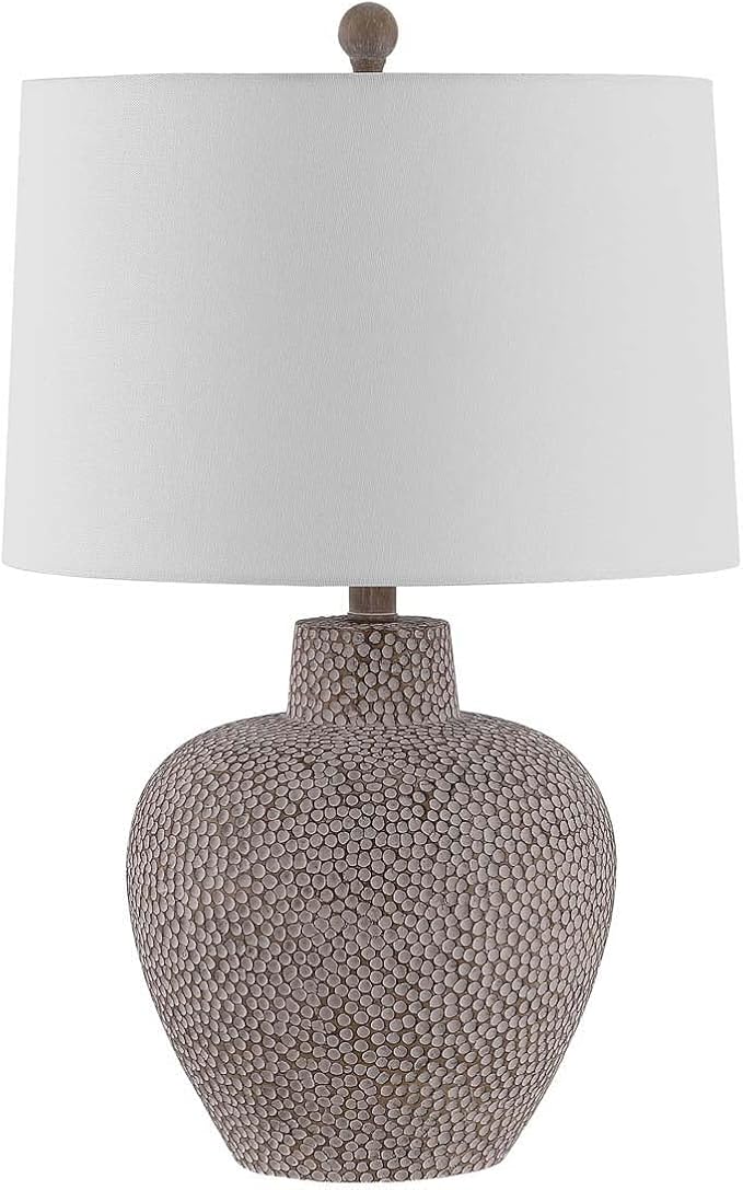 SAFAVIEH Lighting Collection Kei Modern Grey 24-inch Bedroom Living Room Home Office Desk Nightstand Table Lamp (LED Bulb Included)