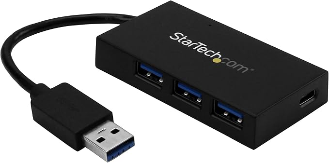 StarTech.com 4 Port USB 3.0 Hub - USB Type-A Hub with 1x USB-C & 3x USB-A (SuperSpeed) - USB Bus or Self-Powered - Portable USB 3.0 (5Gbps) BC 1.2 Charging Hub w/ Power Adapter , TAA (HB30A3A1CSFS)