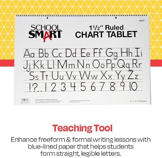 School Smart-85337 Chart Tablet, 24 x 16 Inches, 1-1/2 Inch Skip Line, 25 Sheets - White