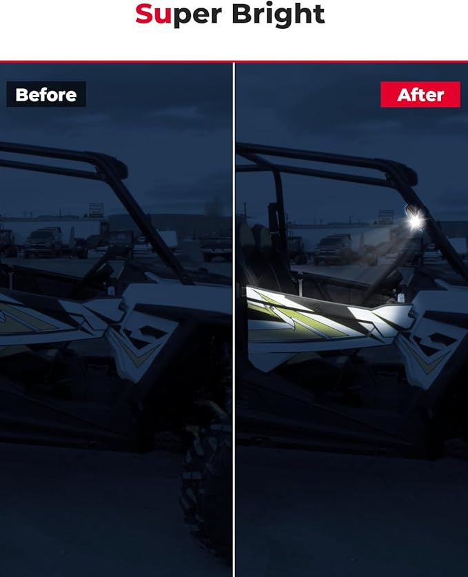 KEMIMOTO UTV Dome Light Vehicle Cab LED Light, Red White Bright Waterproof Solid Golf Cart Roll Cage Lighting, Compatible with RV Truck Tractor Polaris RZR Ranger Can Am Maverick Defender