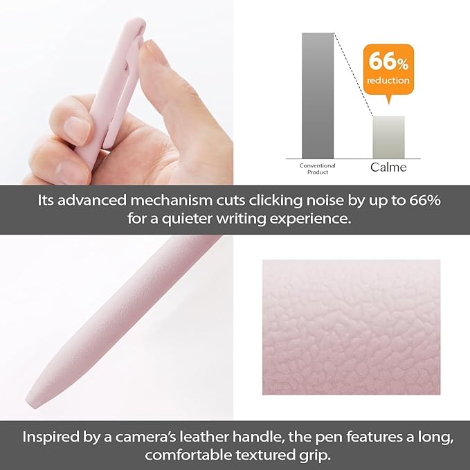Pentel Ballpoint Pen, Calme 0.35mm, Pink, 10 Count BXA103P-A(10)