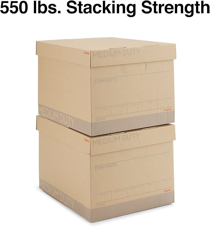 STAPLES Medium Duty 100% Recycled Storage Boxes Letter/Legal Size 12/Pack