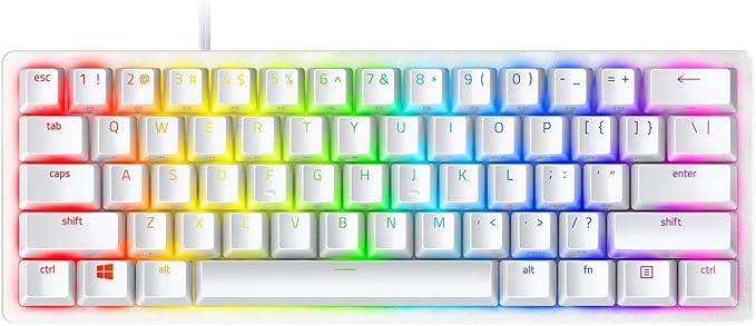 Razer Huntsman Mini 60% Gaming Keyboard: Fast Keyboard Switches - Clicky Optical Switches - Chroma RGB Lighting - PBT Keycaps - Onboard Memory - Snap Tap - White