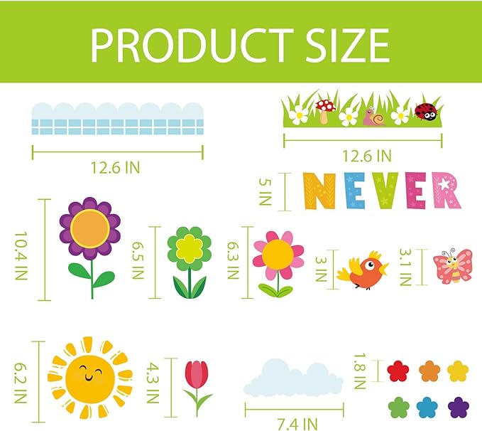 Spring Bulletin Board Decorations - 168Pcs Spring March Classroom Decorations Spring Cutouts with Grass Bulletin Board Borders for Home Chalkboard Wall Door Decor