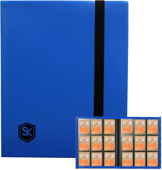 9-Pocket Trading Card Binder – 360 Card Capacity, Fixed Pages, Side-Loading Sleeves for Game Cards, Sports, Business & Coupon Cards – Blue