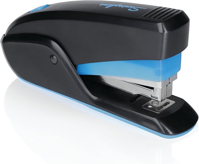 Swingline Stapler, Quick Touch Reduced Effort Stapling, Compact, 15 Sheets, Black/Blue (S7064564)
