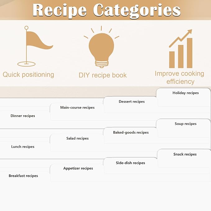 Recipe Dividers for 3 Ring Binder with 4 Tabs 9 3/4”×11” Recipe Binder Dividers Recipe Organizer Personalized Family Recipe Binder Recipe Book to Write in Your Own Recipes for Kitchen (12)