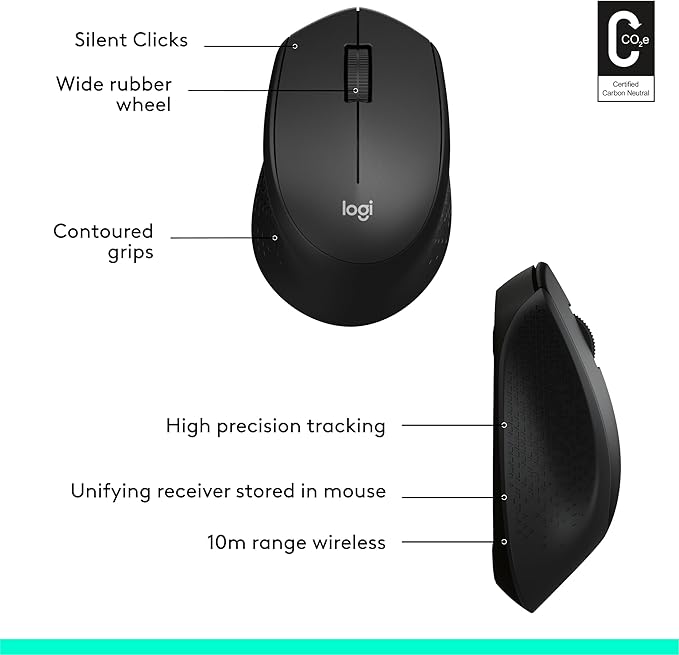 Logitech M331 Silent Plus Wireless Mouse- Black