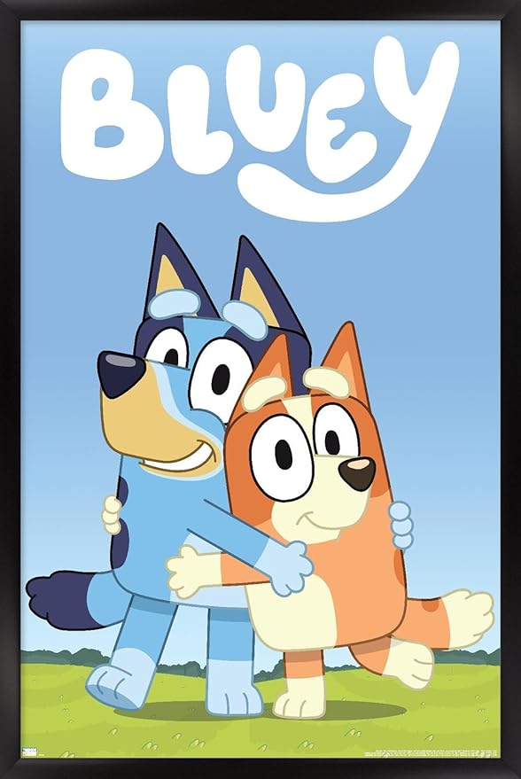 Bluey - Hug Wall Poster, 22.4L" x 14.7W", Black Framed Version